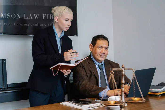 Property lawyer reviewing documents