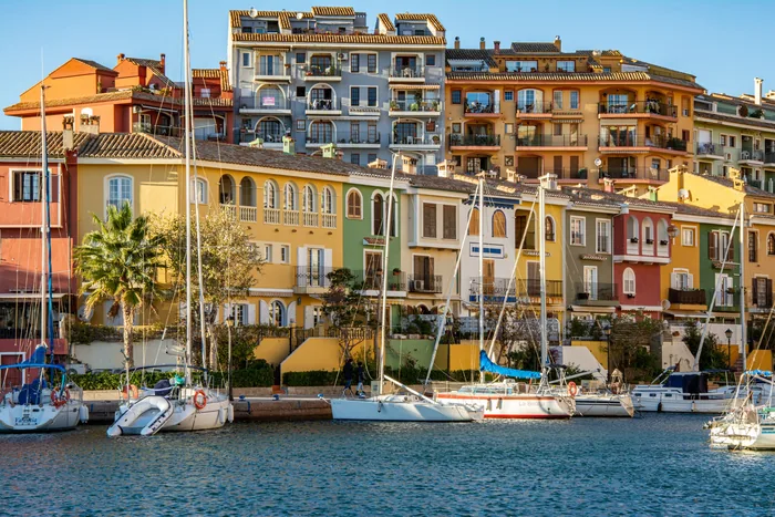 Boats docked on a shore, Costa Brava, Spain